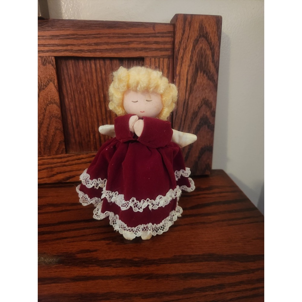 Vintage 1980s Russ Plush Christmas‎ Angel Praying 5.5" Ornament Shelf Decor